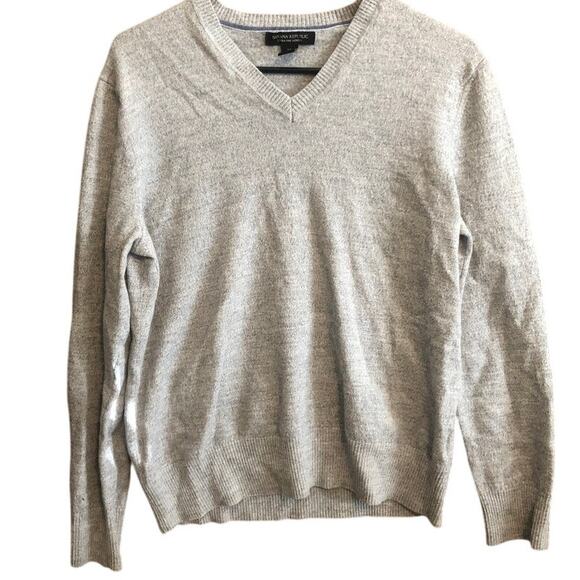 Banana Republic Mens Sweater Gray 100% Merino Wool V Neck Pullover XL - Picture 1 of 11